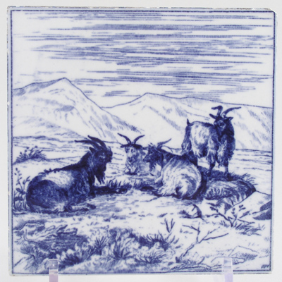 Tile c1880 Goats